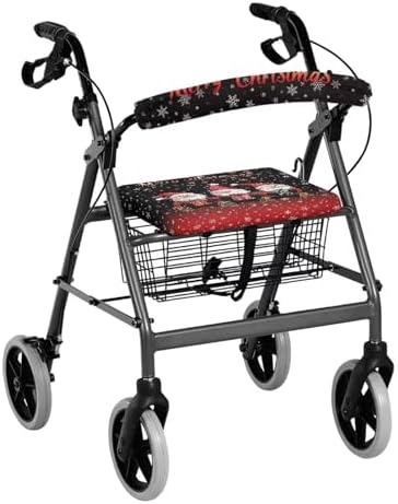 LedBack Walker Accessories Merry Christmas Print Rollator Walker Seat and Backrest Covers Soft Dust Cover Christmas Decor 2 Piece Walker Seat Cover Set