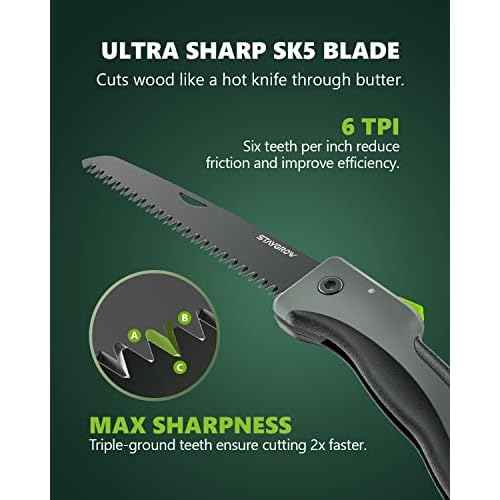 7 Inch Folding Hand Pruning Saw, Heavy Duty Foldable Camping Saw with 7¡± Hardened SK5 High Carbon Steel Blade Garden Folding Saw for Wood Cutting, Tree Trimming, Gardening, and Hunting