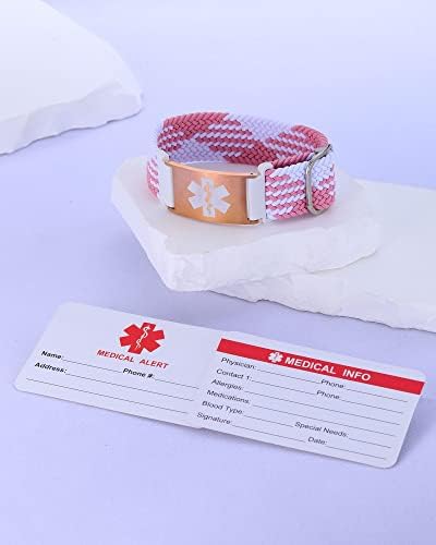 Personalized Sport Medical Alert Bracelets for Women Men - Custom Medical ID Bracelets with Free Engraving - Hook and Loop/Elastic/Stainless Steel/Silicone Watch Wristband Emergency Bracelet