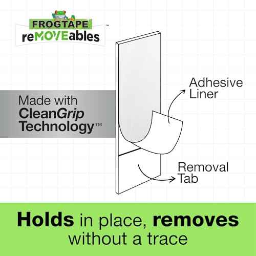 FrogTape reMOVEables Medium Picture Hanging Strips, Damage-Free Removable Adhesive Wall Strips, Picture Hangers, Stick On Wall Mounting for Frames, Canvas, Home D?cor, White, 72 Pairs (144 Strips)