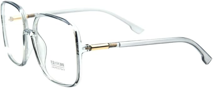 Shiratori Woman's New Retro Blue Light Blocking Glasses Big frame Nerd Eyeglasses Frame Anti Blue Ray Computer Game Glasses Gray