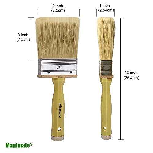 3 Inch Block Stain Brush, Thick Paint Brush, Fence Deck Stain Applicator, Soft Bristle Brush for Emulsion, Dusting, Household Utility Staining Brushes by Magimate