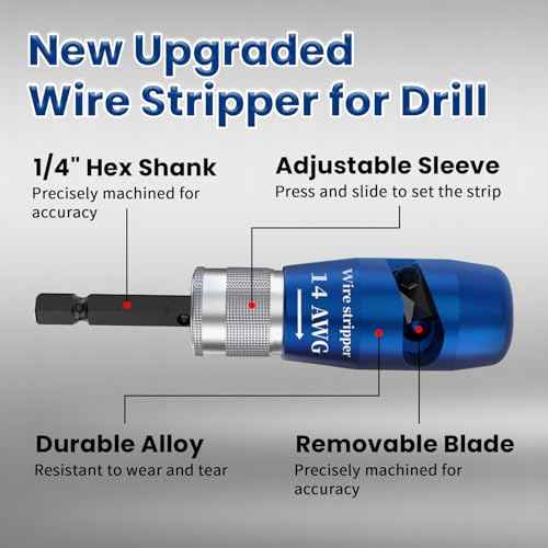 Wire Stripper for Drill 14/12/10/8/6AWG Wire Twister Tool for Drill, Electrical Drill Wire Stripper, Upgraded Wire Stripping & Twisting Tool Kit, 25Pcs Wire Nuts, Electrician Tools Set