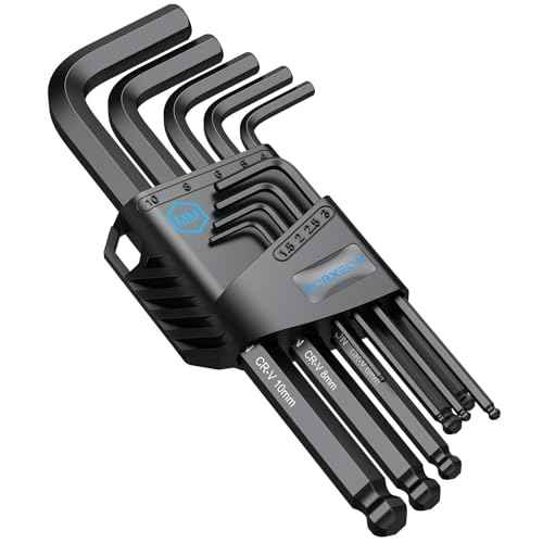 9 PCS Allen Wrench Hex Key 1.5 mm - 10 mm Metric Flat Ball End Black L-key with Visible coding For Handyman DIY Bike Motorcycle Repair