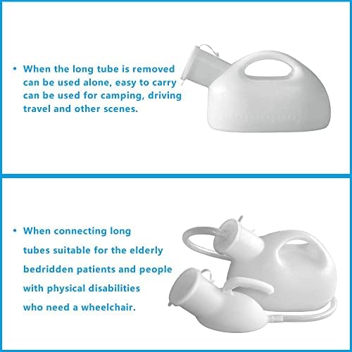 Men's Urinal with Hand-held Portable Urine Cup 2000 ml Large Capacity Male urinals for Elderly Hospital beds Wheelchair (White)