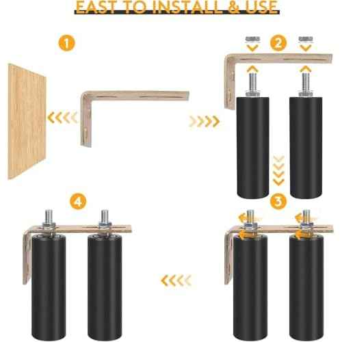 2 Pack 6" Gate Roller Guide with L-Bracket, Universal Adjustable Heavy Duty Sliding Gate Rollers,Sliding Gate Kit, Black Sliding Gate Guide Roller,Sliding Door Hardware
