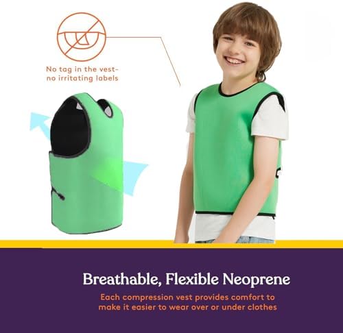 Generic Sensory Compression Vest for Kids Sensory Processing Disorder Vest Deep Pressure Comfort for Autism, Hyperactivity, Mood Processing Disorders, Breathable, Form-Fitting, Kids