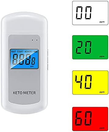 Rechargeable Ketone Meter Analyzer Professional Grade Accuracy Breath Ketone Meter LCD Digital Display Ketosis Breath Breathalyzer Tracing Ketones Status with 10 Mouthpieces