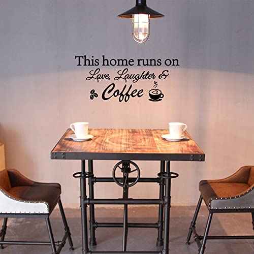 This Home Runs on Love Laughter and Coffee Removable Vinyl Art Wall Decal Stickers Home Decor