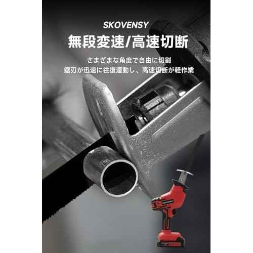 Cordless Reciprocating Saw, 2 x 2.0Ah Battery, Cordless Variable Speed, Blades Kit for Wood/Metal/PVC Cutting RED-A