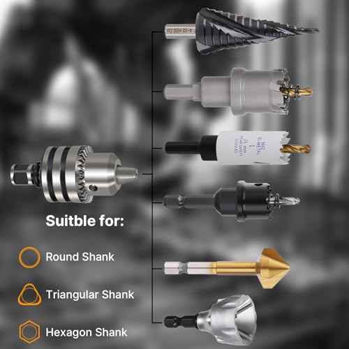 1/8''-5/8'' Magnetic Drill Chuck Adapter, 3/4'' Weldon Shank with Chuck Key, B16 Thread Mag Drill Chuck for Magnetic Drill