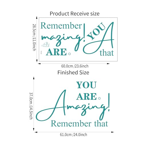Turquoise Inspirational Wall Decals for Bathroom Teal Motivational Quotes Stickers Removable Wall Murals Peel and Stick Wall Decor for Girls Bedroom Living Room Office Dorm Mirror Kitchen Amazing