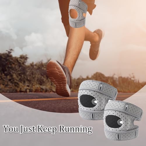 2Pcs Wellknee Knee Brace, Knee Brace for Women Men Adjustable Knees Support, Patellar Pad Realign Knee Joint, Adjustable Tendon Support Sleeve Brace, Knee Support for Running Hiking and Sports (Black,Large)