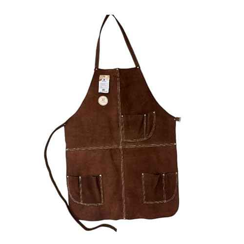 20-409 24in. x 36in. Heavy Duty Flame and Heat Resistant Leather Welding and Work Shop Apron, Brown