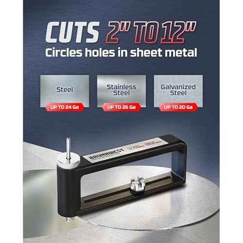Adjustable Sheet Metal Hole Cutter with 4 Extra BITS, Sheet Metal Circle Cutters, Metals Holes Saw, HVAC Ductwork/Duct Hole Cutter - Cut 2-12¡± Circles Holes in 24Ga Steel and 26Ga Stainless