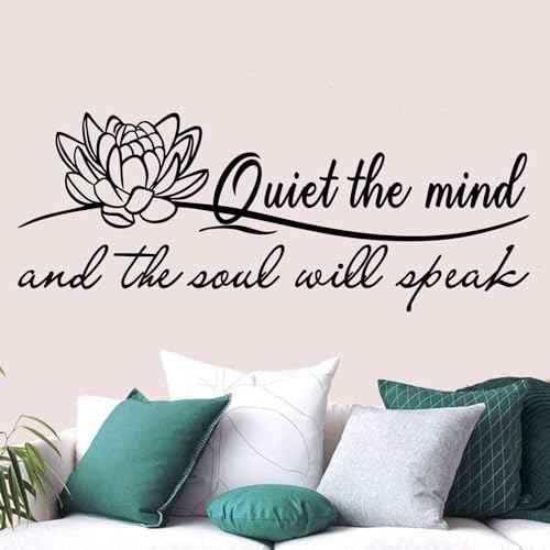 SEATUNE Yoga Pilates Wall Stickers - Inspirational Quotes Motivational Wall Decals - Bathroom Bedroom Living Room Home Vinyl Art Wall Decor - Quiet The Mind and The Soul Will Speak 23"X9"