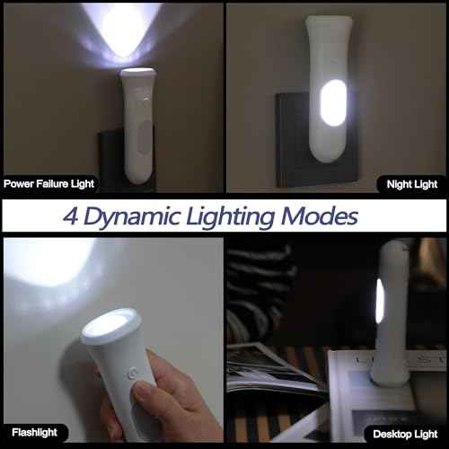 4 in 1 Emergency Lights for Home Power Failure, 6 Pcs Rechargeable LED Flashlight Plug in Wall, Automatic Turn-On Power Outage Night Light Flashlight for Hurricane Preparedness Items