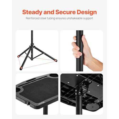 VEVOR Cycling Desk, Adjustable Bike Trainer & Treadmill Desk with Triangle Support, Non-Slip Multi-Slot Bike Trainer Fitness Desk with Handle Bar, Fit for Home Office Exercise
