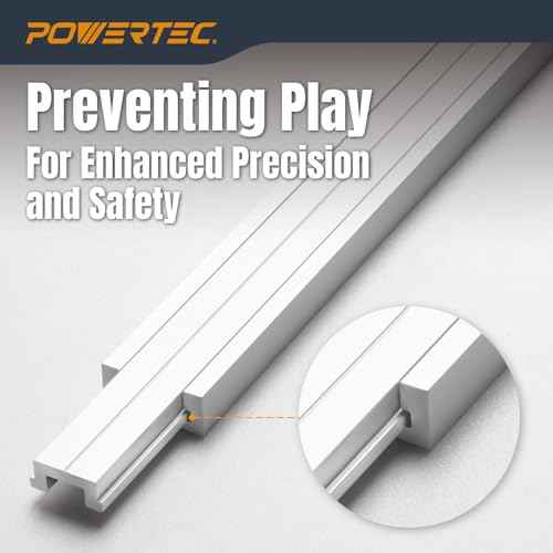 POWERTEC 48" Miter T Track w/ T-Bar for Table Saw, Router Table, Band Saw, Works with 3/4¡± x 3/8¡± Miter T Slot, Miter Gauge, T Track Accessories for Woodworking and Sliding Jigs, 1 Set (71156V)