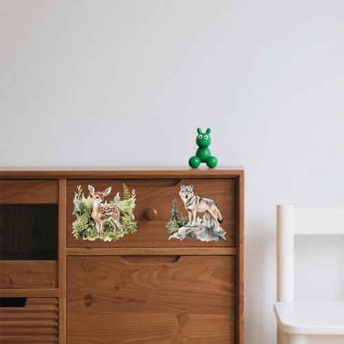 GLOBLELAND 25 Sheets Forest Animals Adhesive Stickers Jungle Animals Decal Stickers 3.9x3.6 inch Autumn Plants Landscape Adhesive Lantern Jar Decals for Window Lamp Glass Cup Vase Art Home Decor