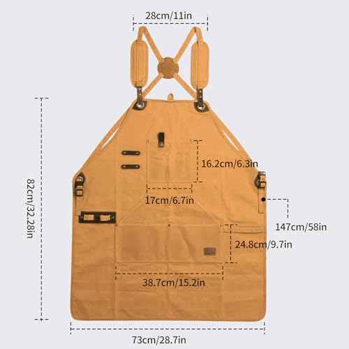 Apron for Men and Women,Tool Apron,Woodworking Apron,Versatile Apron with Multiple Pockets - Perfect,Kitchen Aprons For Women,M-XXXL, Yellow