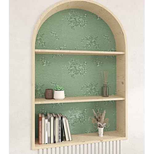 Wallercity Sage Green Wallpaper Self Adhesive Rose Embossed Floral Peel and Stick Wallpaper for Bedroom Walls Waterproof Textured Floral Contact Paper for Kitchen Countertops Cabinets 15.8''x78.7''
