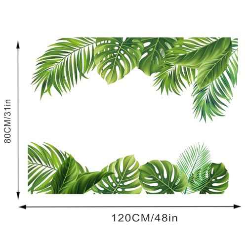 Green Leaf Wall Sticker, Flower, Bird, Jungle, Green Plant Sticker, Peel and Paste Tropical Rainforest Turtle Back Leaf Wall Sticker, Bedroom Porch, Living Room, Bedroom Home Decoration Wall