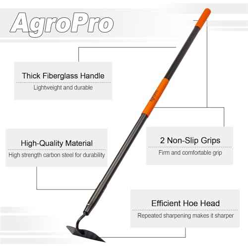 Hoe Garden Tool, Heavy Duty Garden Hoe for Weeding, Metal Garden Hoe with Long Handle, 58 Inches