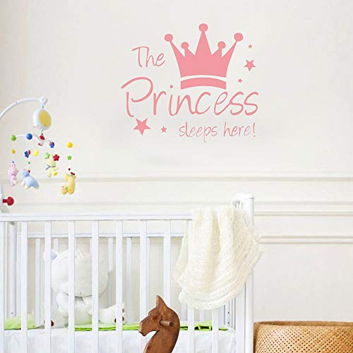 2 Pcs Wall Sticker Princess Sleep Here 13.4 Inch Little Crown Star Art Quotes Wall Decal Decor for Living Room Bedroom