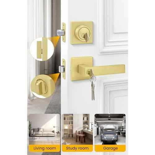goldenwarm Exterior Door Lock Set Gold Front Door Lock Set, Heavy Duty Zinc-alloyed Front Door Handle and Deadbolt Set (1 Pack)