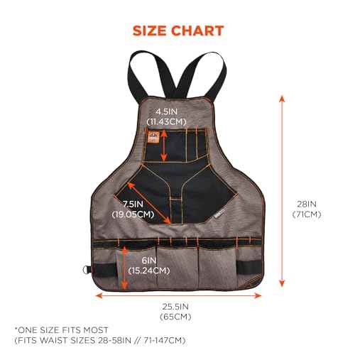 Ergodyne - 13694 Arsenal 5704 Torso Length Work Tool Apron, 22-Pockets, Gray