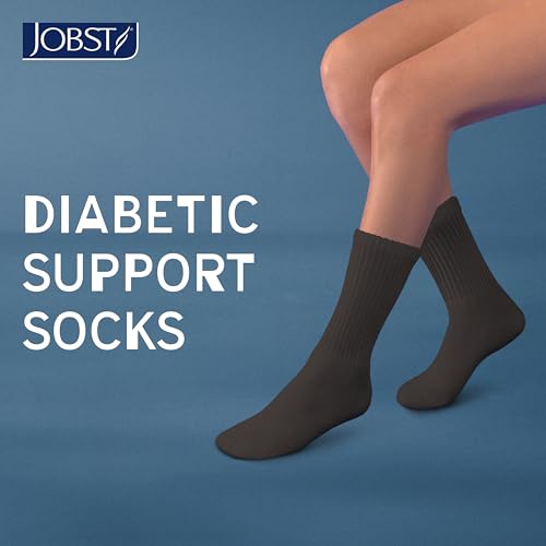 JOBST SensiFoot Diabetic Compression Socks for Men and Women 8-15 mmHg with Seamless Toe and Moisture Management - Extra Padding in Toe, Foot, and Heel Area - Crew Length - Closed Toe - Brown, Small