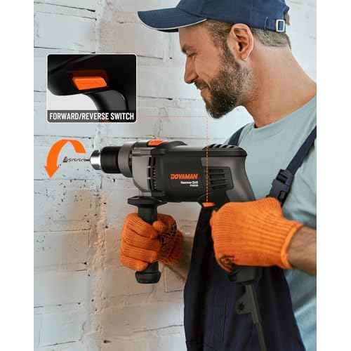 DOVAMAN PHD03B 7.5A Corded Hammer Drill, 1/2'' Impact Drill with Variable Speed 0?3000RPM, Metal Chuck, 2 Modes for Concrete, Wood, Metal ? Includes Bits & Carrying Case