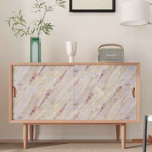 CRE8TIVE Matte Gold Pink Marble Contact Paper 12"x80" Liquid Marble Wallpaper for Kitchen Countertop Peel and Stick Wallpaper Removable Self Adhesive Vinyl Warp for Bathroom Cabinets Desks Table Tops