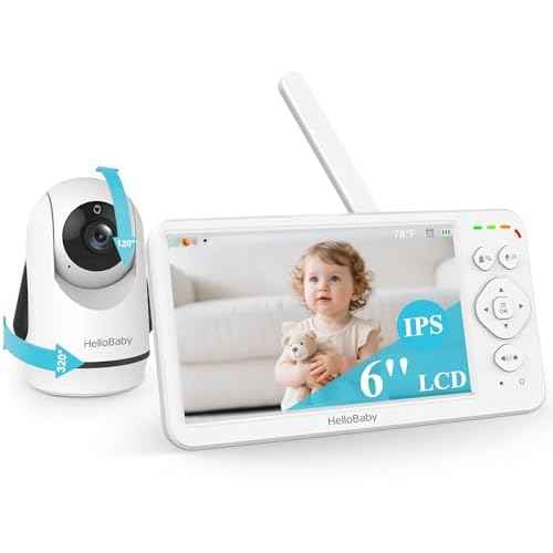 HelloBaby Baby Monitor with Camera and Audio, Large 6'' Video Baby Monitor No WiFi,30-Hour Long Battery, 320¡Æ Pan-Tilt Camera with 2X Zoom, Night Vision, 2-Way Talk,ECO,1000ft, Portable, 150 Languages