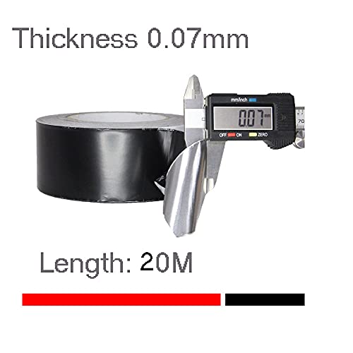 2 Inch 20M Black Aluminum foil Tape, Professional Grade Roll Adhesive Sealing Duct Tape for HVAC, Refrigerator, Freezer, Insulation, Patching Hot & Cold Air Ducts, Sealing, etc. (20M)