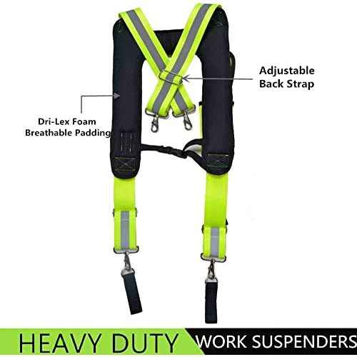 Reflective Tool Belt Suspenders Padded Heavy Duty Work Suspenders for Carpenter Electrician Work