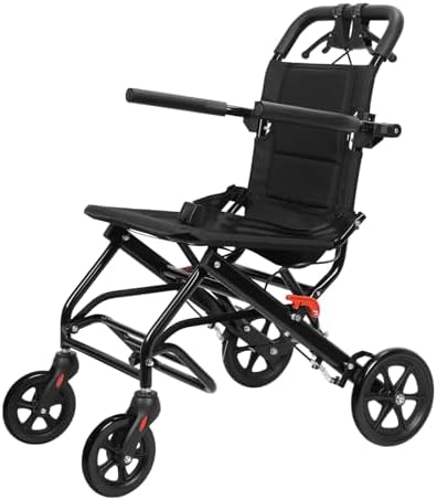 13LBS Transport Wheelchair Lightweight Foldable,Wheelchairs for Adults with Flip-up Armrest,Large Tires,Safety Belt&Shockproof Spring,Portable Wheelchair,Ideal for Seniors & Travel (Black2)