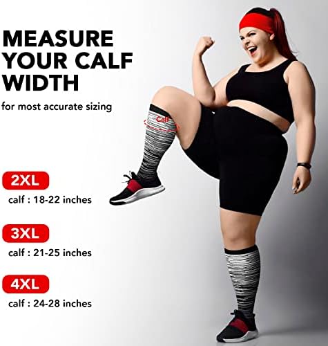 Refeel 3 Packs Plus Size Compression Socks Wide Calf For Women & Men - Large Size Knee High Support Stockings For Medical…