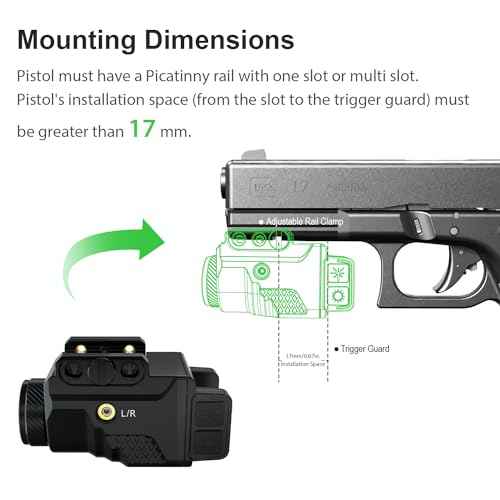 Mini 700 Lumen Pistol Light Laser Combo Weapon Light Tactical Flashlights, Magnetic USB Rechargeable with Green Beam and Strobe Mode for GL and Picatinny Rail