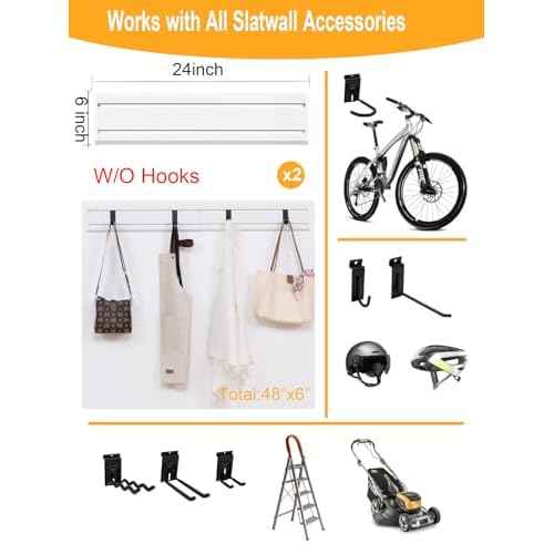 Garage Tool Organizer Wall Mount Slat Wall Paneling Yard Tool Storage for Garage, Bike Storage Rack