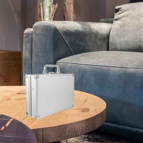 DOITOOL Metal Briefcase Hard Case 10x7x3 Inch Aluminum Briefcases for Men Toolbox Organizer Cash Case Portable Locking Storage Totes Lock Boxes for Personal Items Cash Travel