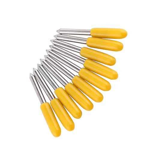 Garosa 10pcs Plotter Knife Roland Cutting Knife Tungsten Steel Lettering Blade Plotter Blade with Cutter Blade for Cutting Plotter Yellow Cap with Band Saw Blades (30¡Æ)