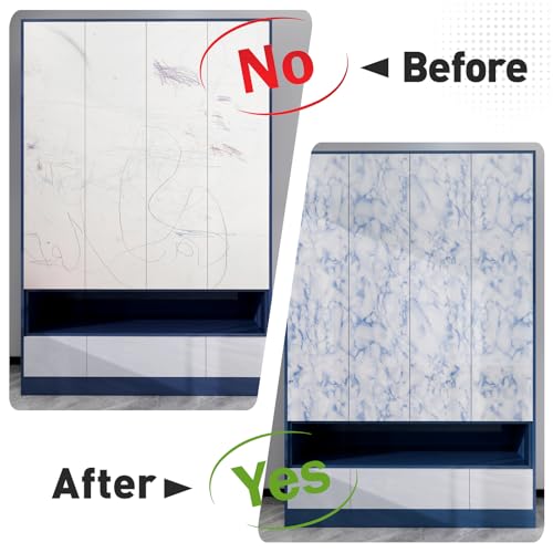 White and Blue Marble Contact Paper Sky Peel and Stick Wallpaper Countertop Furniture Waterpoof Self Adhesive Removable Glossy Wall Paper Kitchen Livingroom Bathroom Cabinet 17.5"x80"