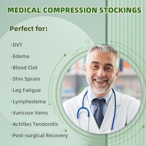Compression Stockings for Women & Men, 15-20 mmHg Thigh High Compression Socks Graduated Compression for Edema Varicose Veins, Running, Hiking, Cycling, Travel, (Footless)