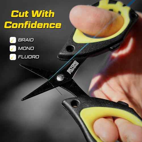 Beyond Fishing - 4.5¡± Fishing Scissors for Braided Line, Stainless Steel with Serrated Blades, Non Slip Grip, Large Finger Holes Fishing Line Cutter