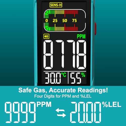 Kiprim Gas Leak Detector with Extended 15.7-Inch Gooseneck,PPM or%LEL Gas Real-Time Gas Concentration Display Portable Natural Gas Tester with Audible & Visual Alarm for Home and RV GD02