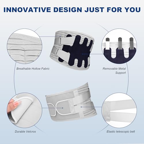 Back Brace for Lower Back Pain Relief,Lumbar Waist Support for women,Lower Back with 3D Lumbar Pad for Work Sports Sciatica, Scoliosis(Grey，S)