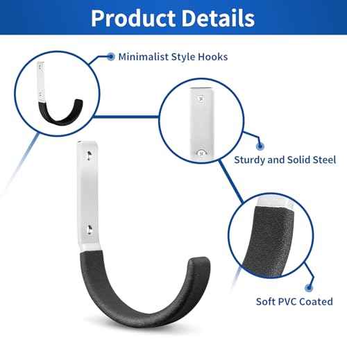 Heavy Duty Steel Garage Hooks,Garage Storage Utility Hooks,Heavy Duty Garage Garden Tool Organizer,Steel Wall Mount Hooks, Garden Hose Hanger, Small U Hooks (Black 8 Pack)