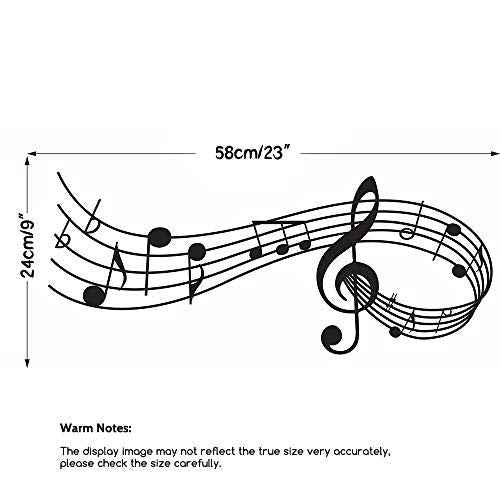 Music Notes Notation Band Wall Sticker Decal, AUHOKY Removable DIY Vinyl Art Mural Wallpaper Home Decor Gift for Kids Bedroom Music & Dance Room ? Fashion & Eye-catching (23¡¿9inch, Black)